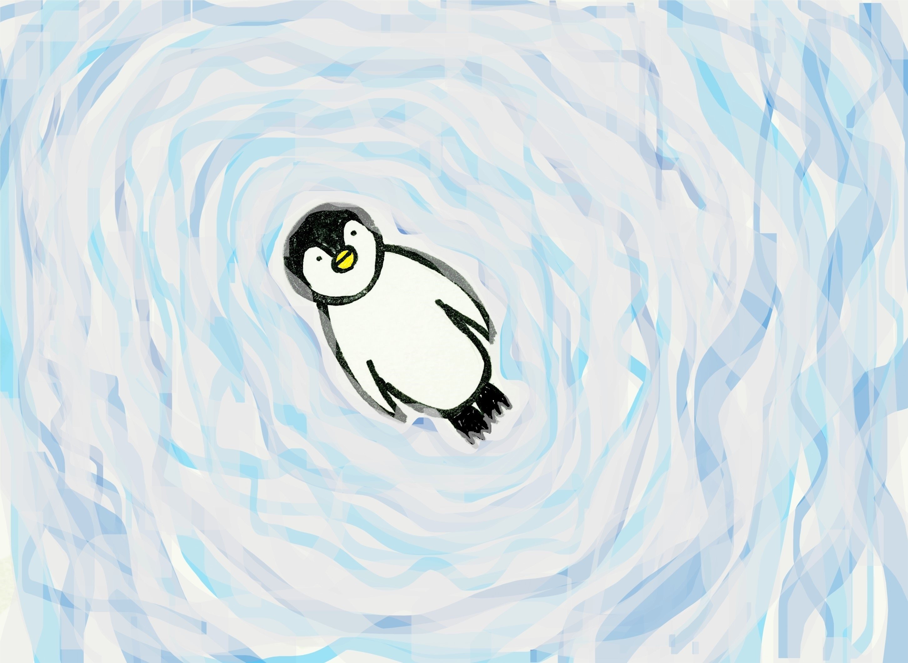 みんなのフォトギャラリー用イラスト「海に浮かぶペンギン」｜ ミ カ
