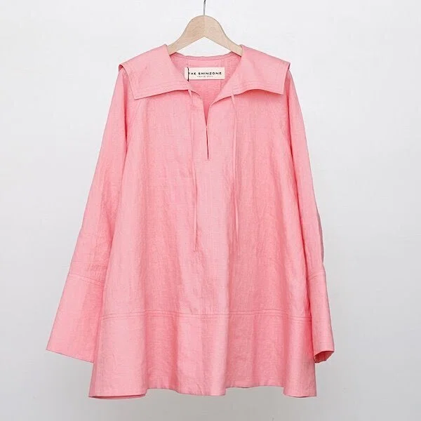 1枚で着映えアイテム【THE SHINZONE】LINEN SAILOR COLLAR BLOUSE
