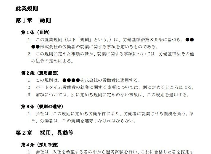 厚労省モデル就業規則をベースにした就業規則のワードファイル