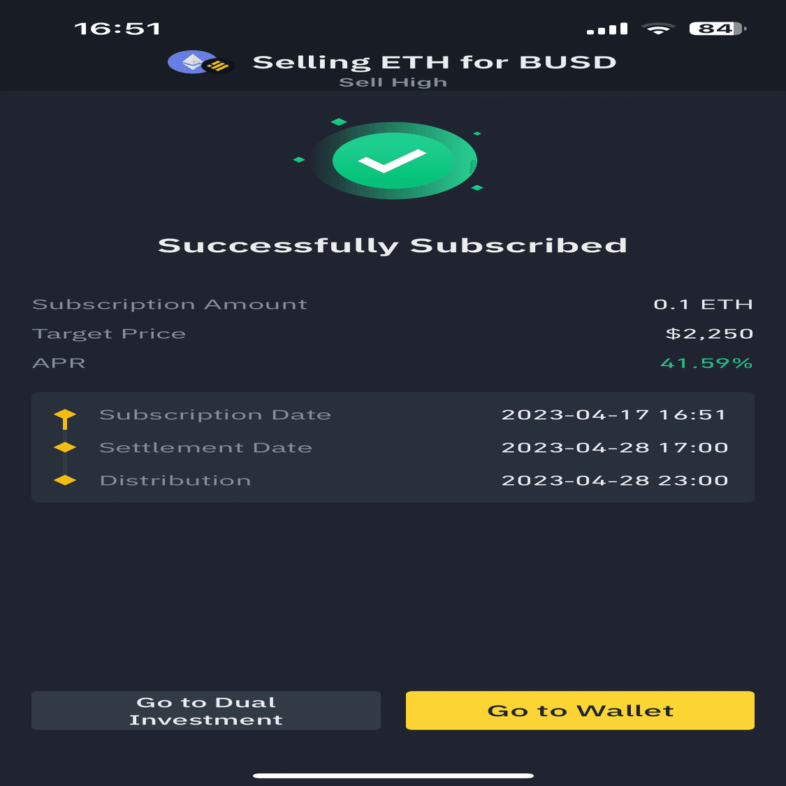 デュアル投資日記 29 - BUSD/ETH｜tontokoton