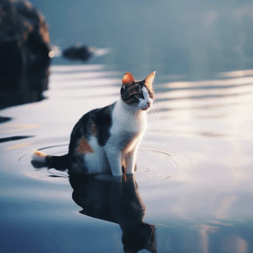 猫写真 vol.7 水面に座る猫｜Yoshihiro Tanaka | taziku