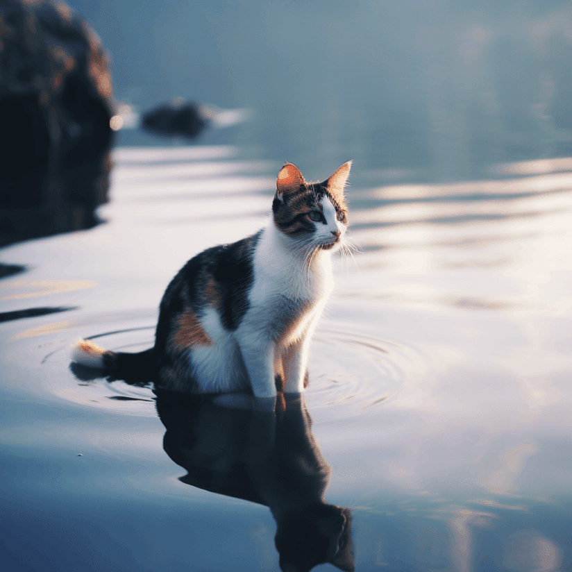 猫写真 vol.7 水面に座る猫｜Yoshihiro Tanaka | taziku