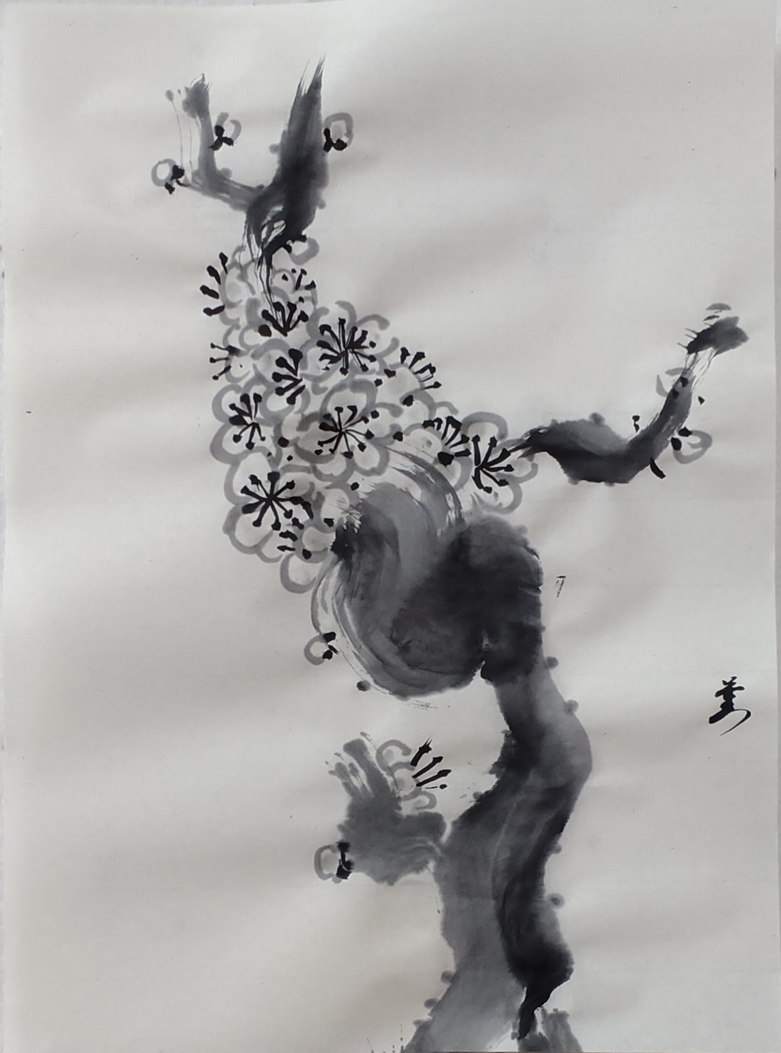 霧春の水墨画 - 水彩画｜水彩画