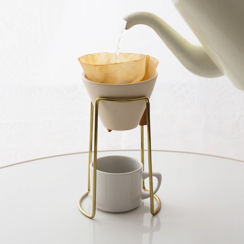 セット販売●b2c コーヒードリッパー ストーンウェア+ドリッパースタンド ブリッジ(ゴールド)
