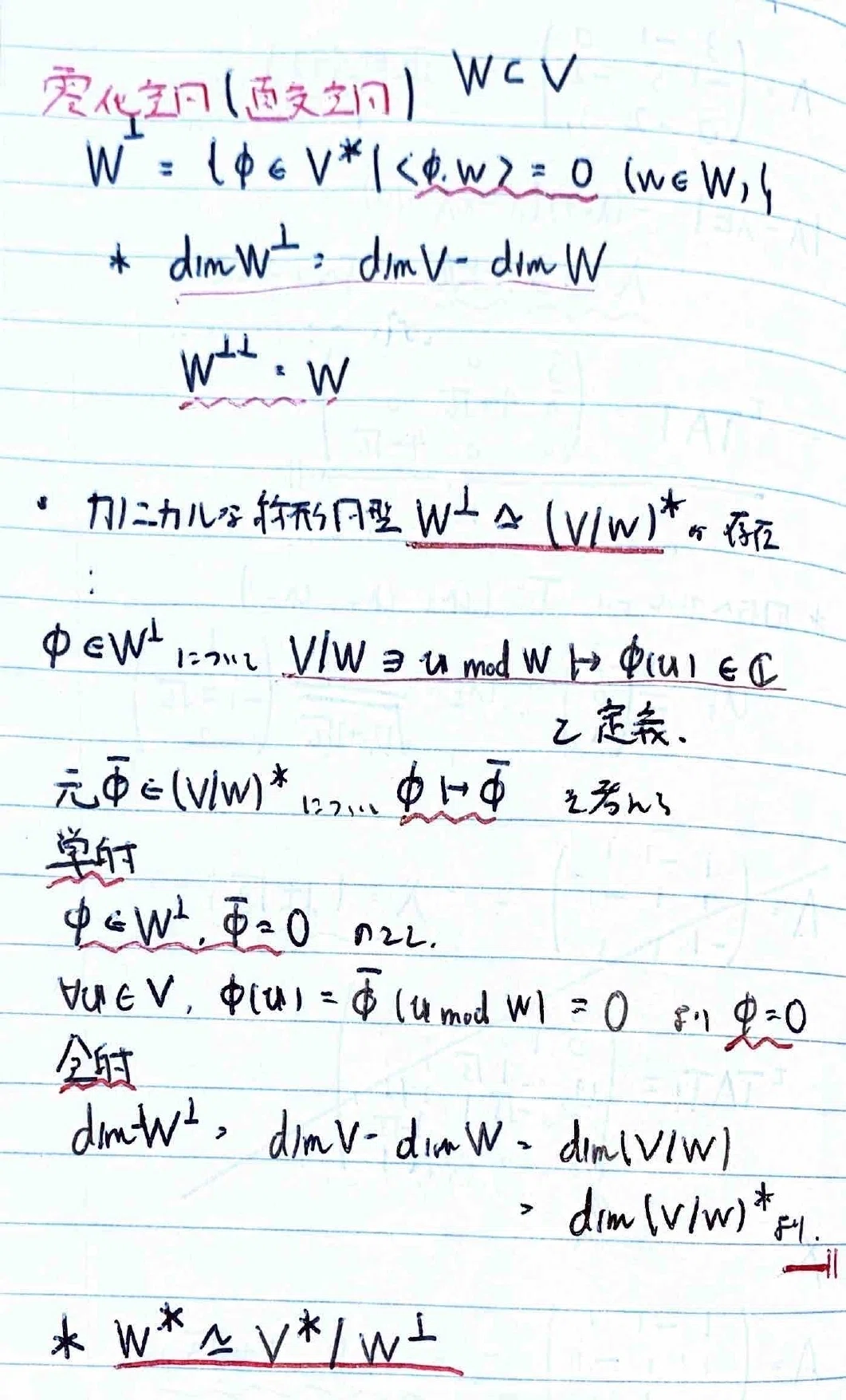 書記が数学やるだけ#687 零化空間,双対写像|鈴華書記(Writer Rinka)