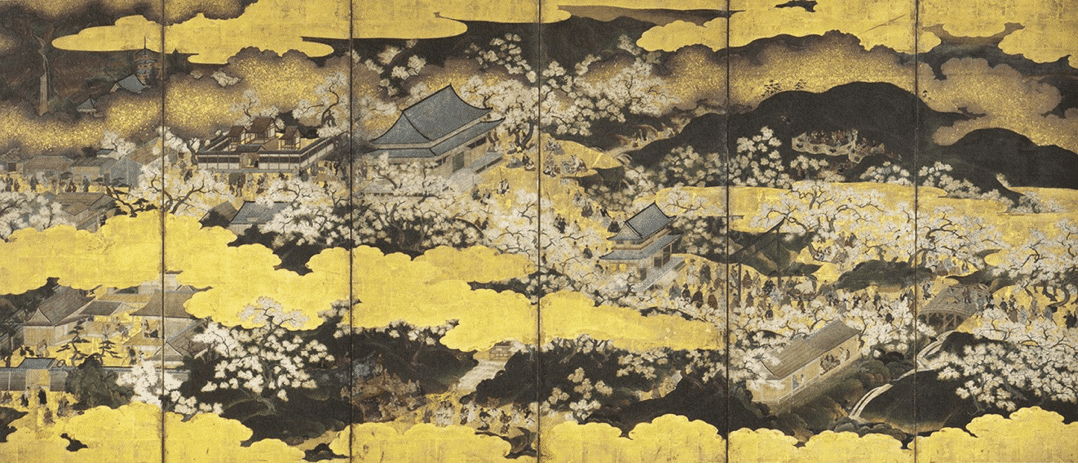 豊臣秀吉図/豊公】伴一邦 717 公観桜 花見 掛け軸 肉筆 絵画