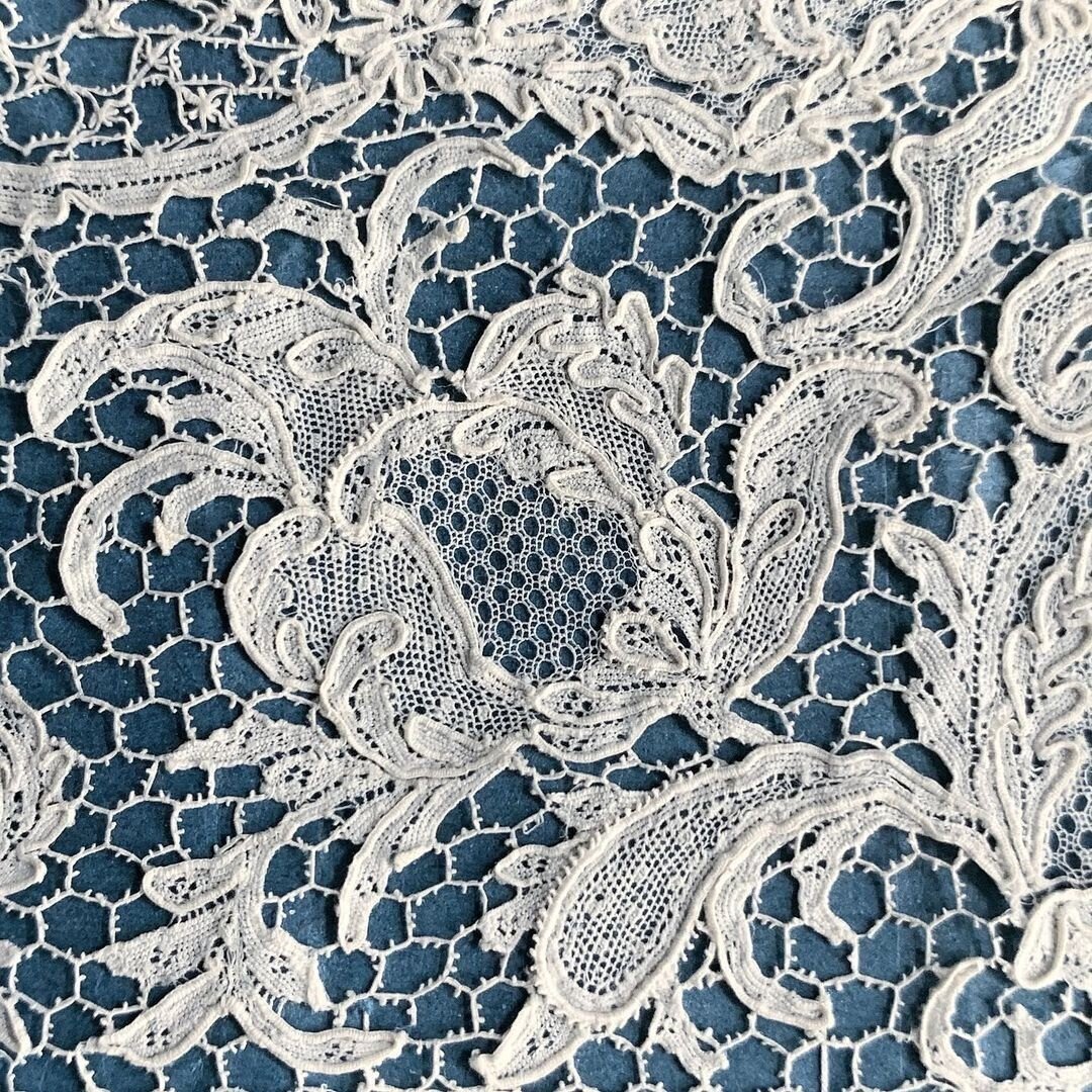 フランスアンティーク総手縫いポワンドガース４枚計100cmニードルレース フランスアンティーク総手縫いポワンドガース4枚計100cm