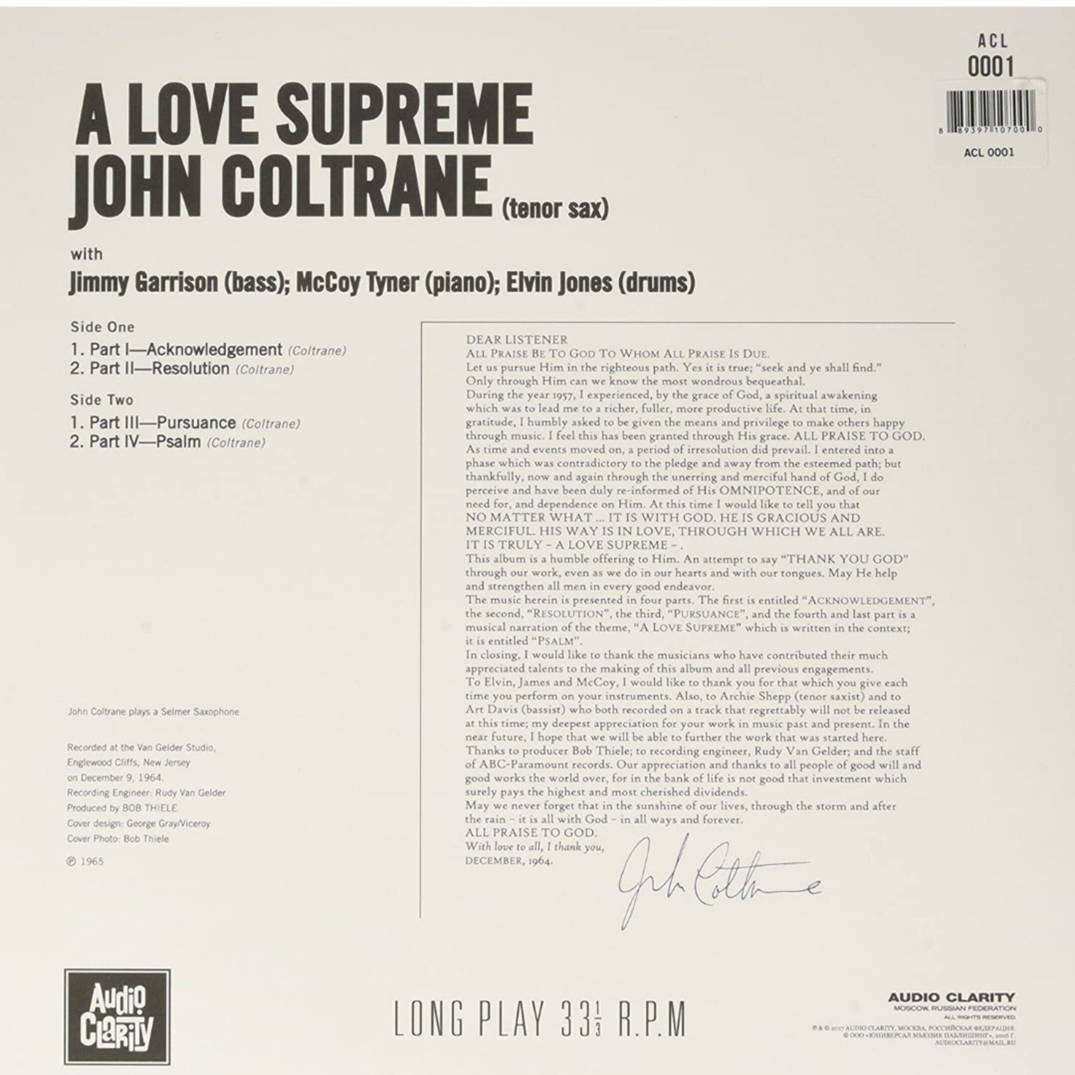 A Love Supreme(至上の愛) / John Coltrane(ジョン・コルトレーン 
