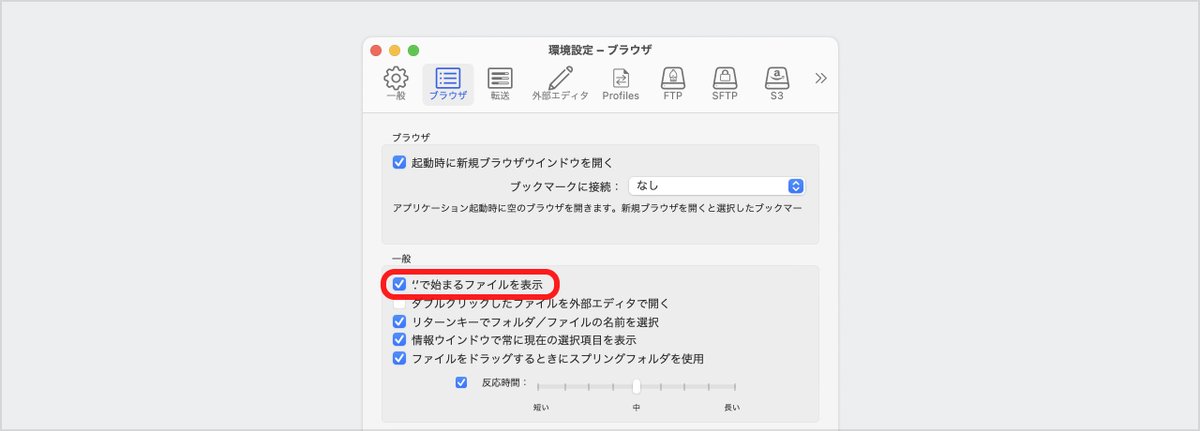 Cyberduckの環境設定のスクリーンショット