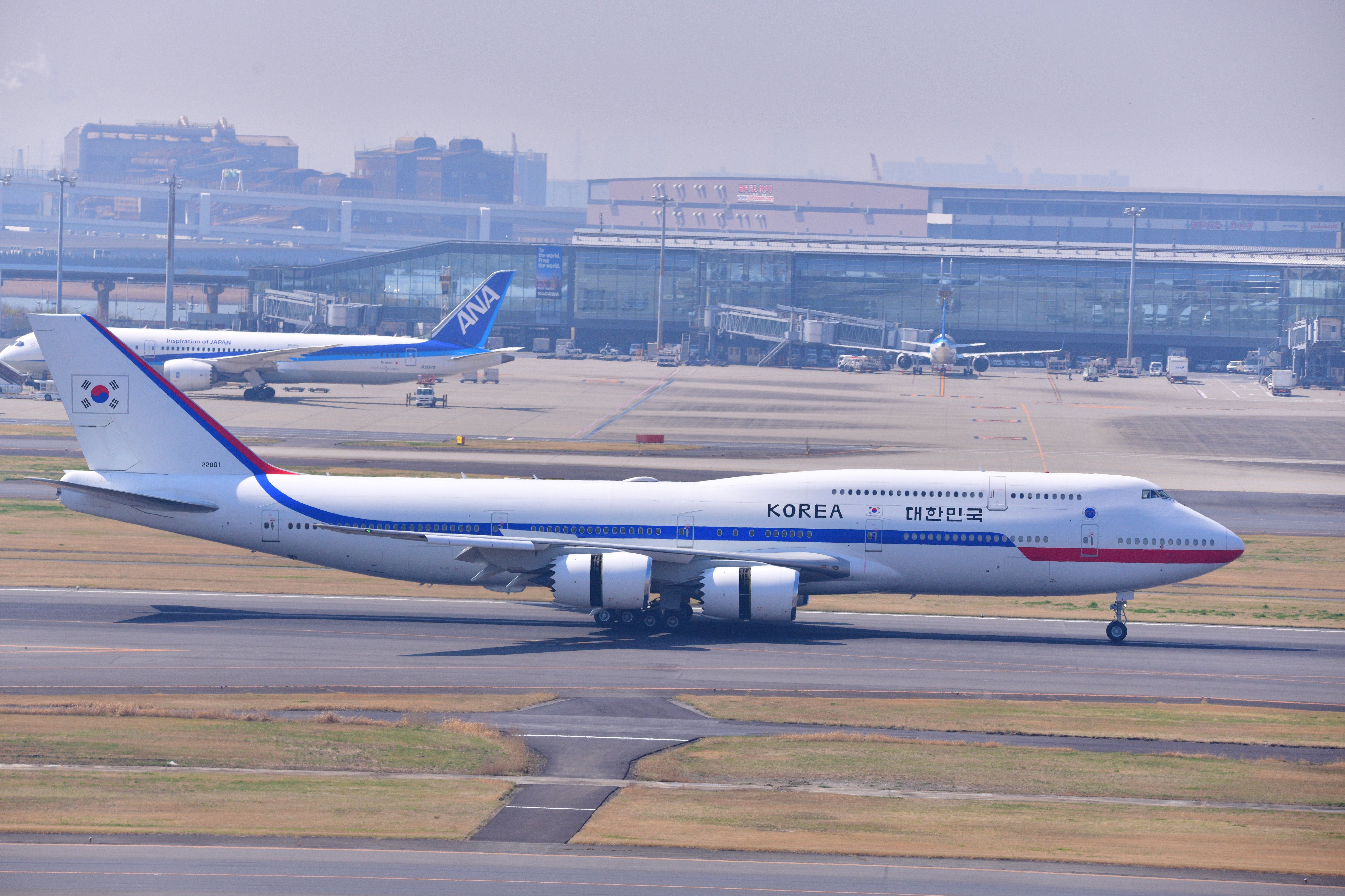 韓国大統領専用機ボーイング747-8、羽田空港初飛来｜ユキカゼ