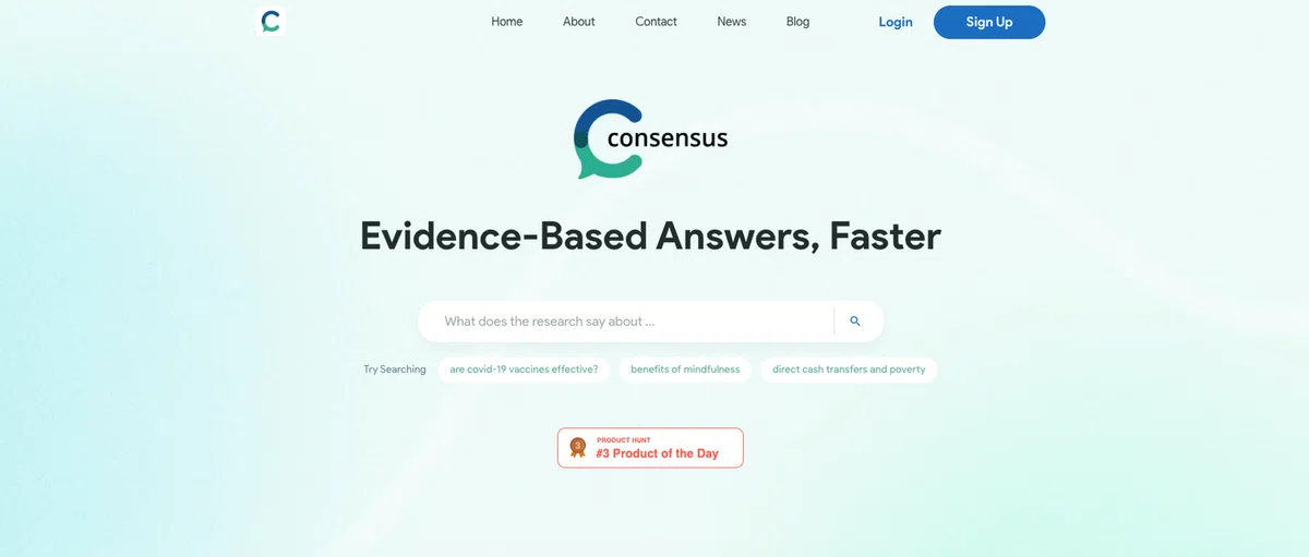 Consensus Website 【Consensus】最新科学研究に関するユーザーの質問に生成AI が回答|BizWave