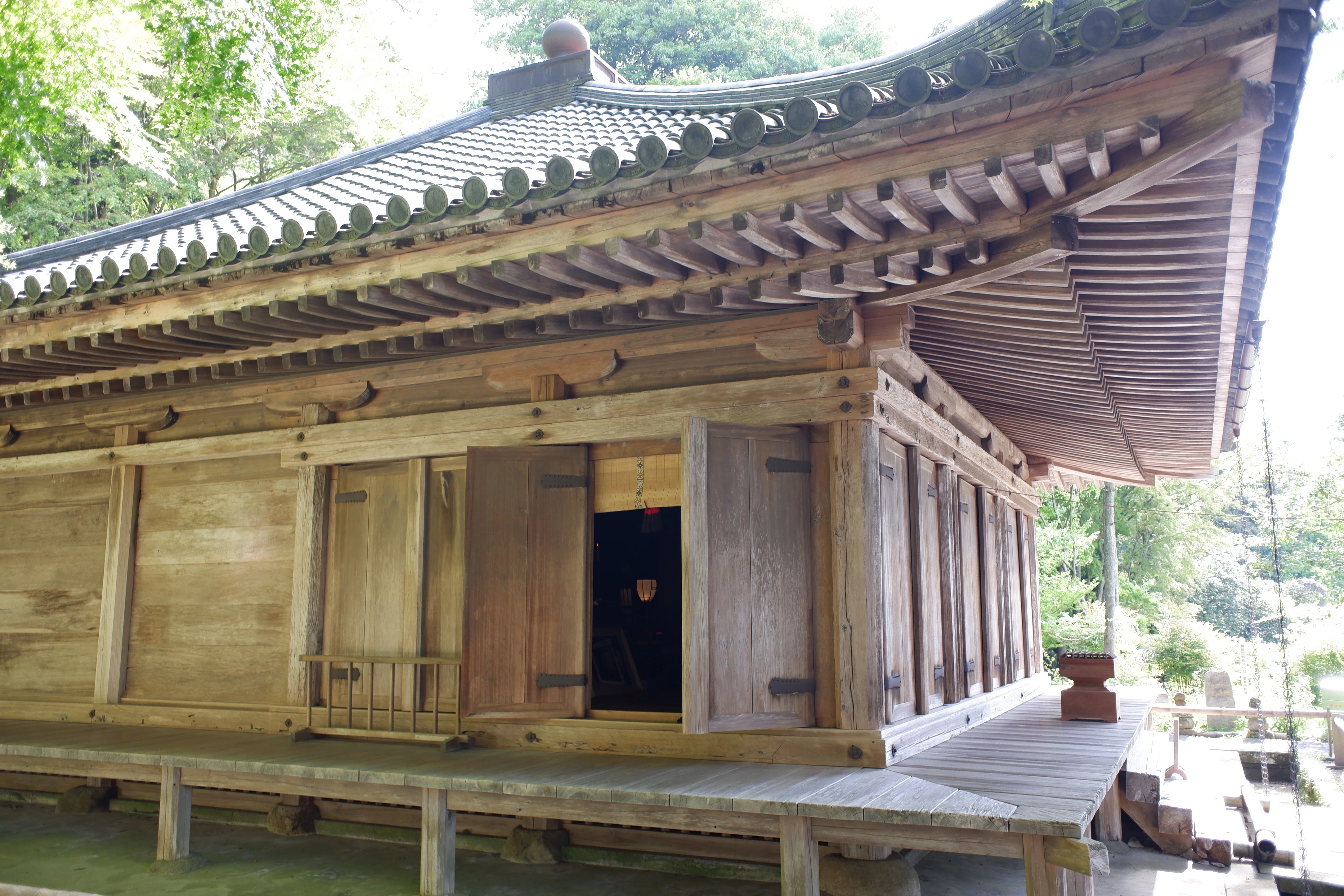 国宝のそばで浸る温泉・富貴寺大堂と蕗の薹（大分県豊後高田市田染蕗
