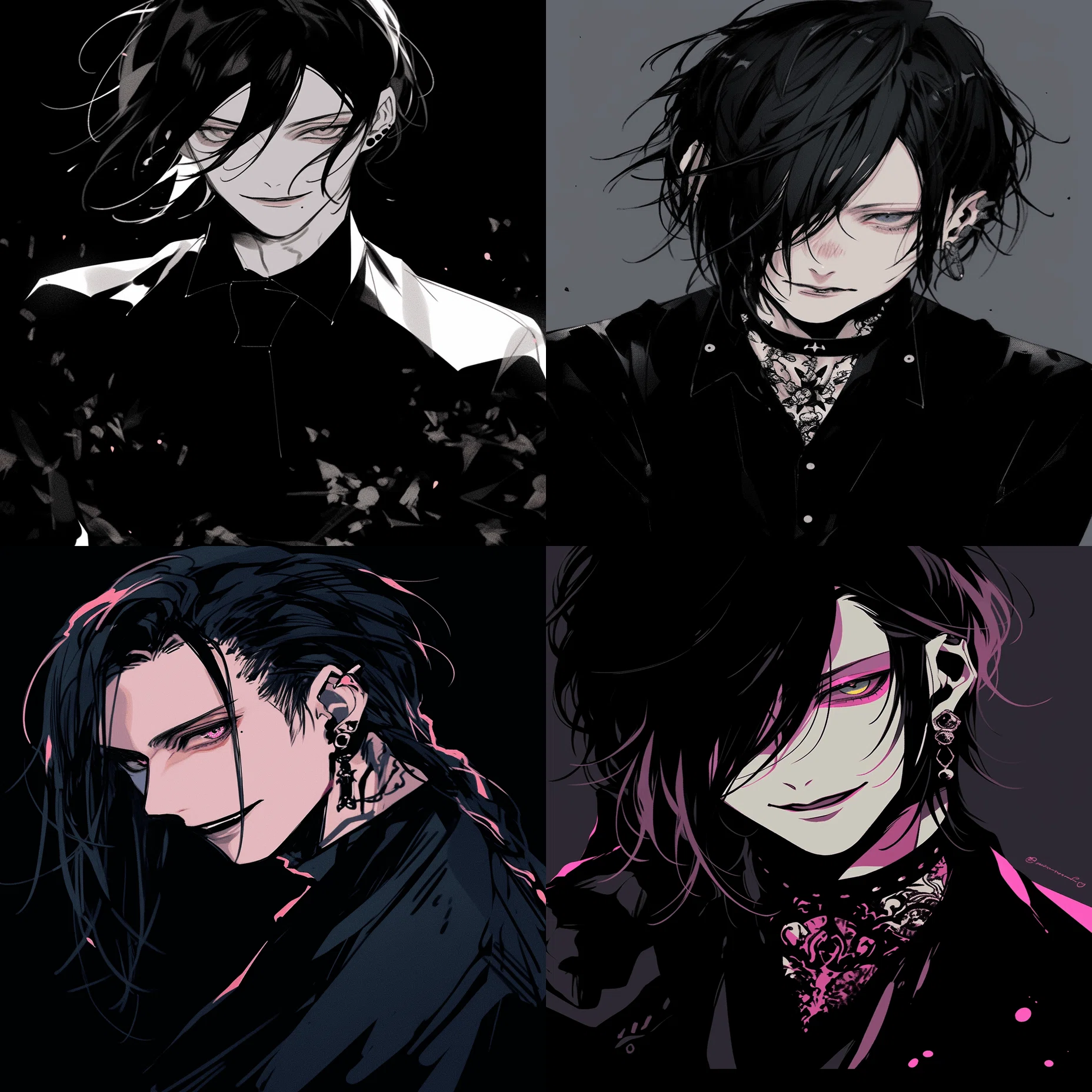 アニメイラスト ダークトーン 男性キャラクター AIイラスト】NIJI-journeyで好みの男性キャラをつくろう！｜盛りパンダ