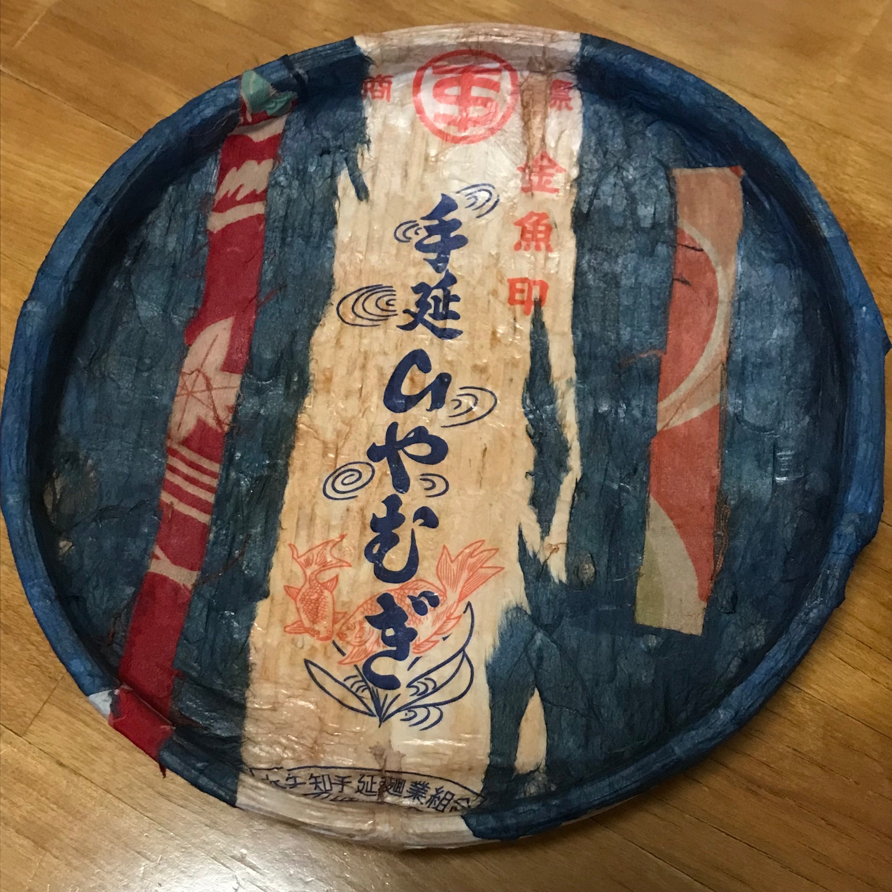 本物一閑張り　１００年前の物　紙と布を貼り合わせ漆で固めた軽く頑丈な物60%値下 本物一閑張り 100年前の物 紙と布を貼り合わせ漆で固め