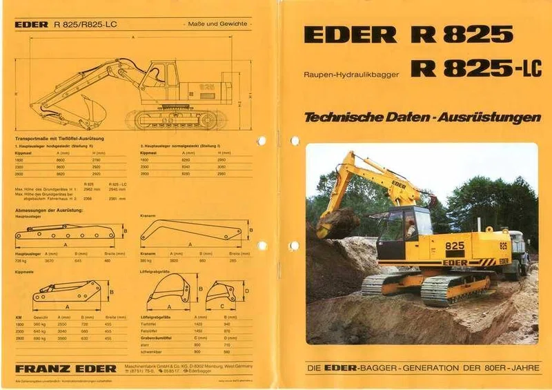 EDER Maschinenfabrik Raupen-Hydraulikbagger EDER R 825/R 825-LC ...