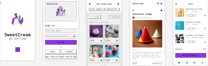 App for icecream shopIn the style of baskin robbinsArtsy