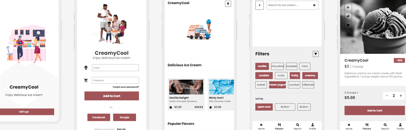 App for icecream shopIn the style of baskin robbinsLightFormal