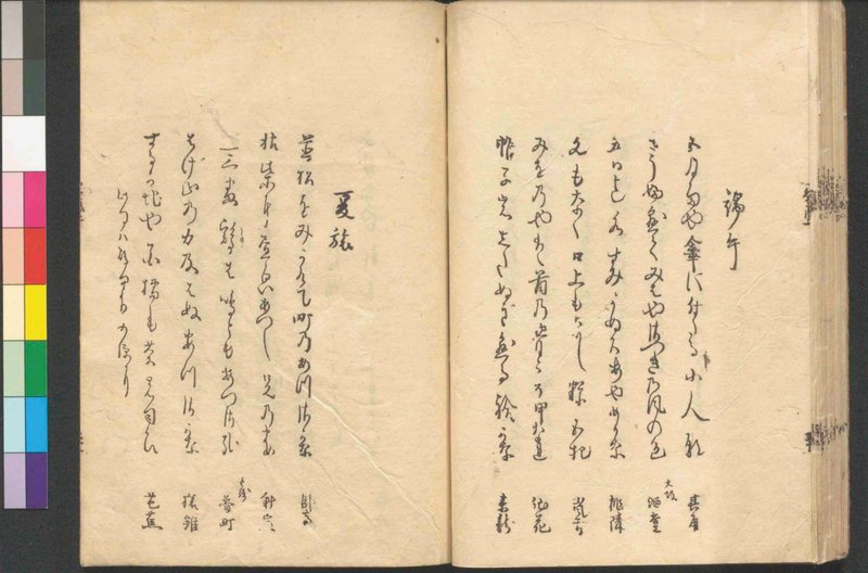 炭俵（すみだわら）の画像です。上記の場所の句が載っています。『国書総目録』所収著者：利牛（Rigyuu） 編孤屋（Kooku）野坡（Yaba）元禄七年刊（1694年）国文研蔵　https://kokusho.nijl.ac.jp
