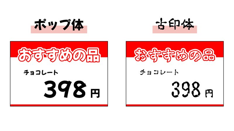 「ポップ体」と「古印体」の違い