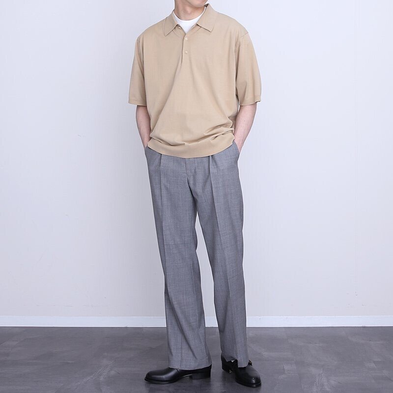 値下げオーラリーSuperHigh Gauge Cotton knit polo-