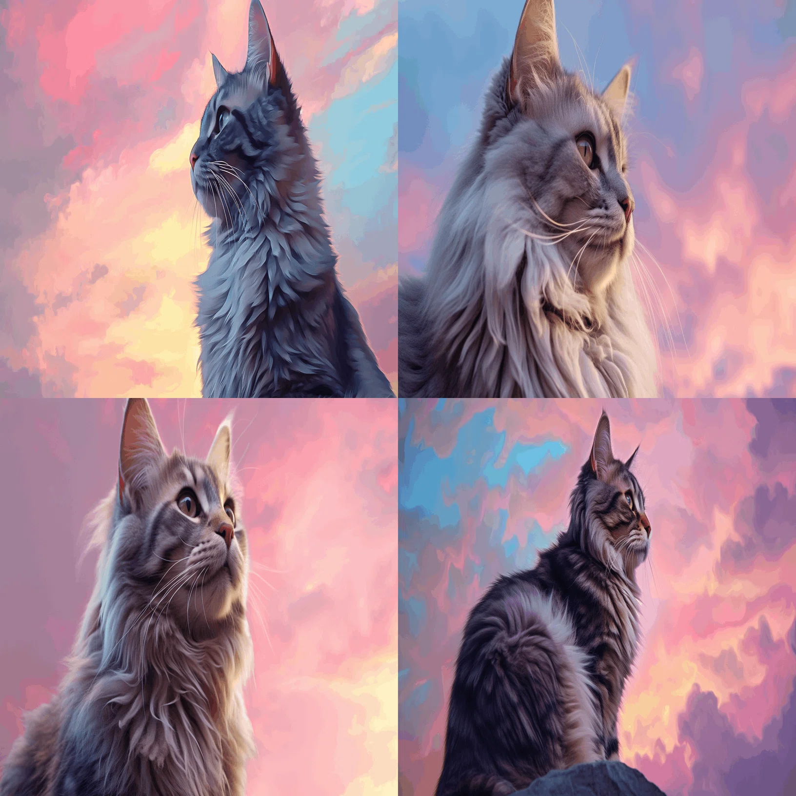 猫の画像　オーダー用 AI猫写真 vol.38 空を見上げる猫｜Yoshihiro Tanaka | taziku
