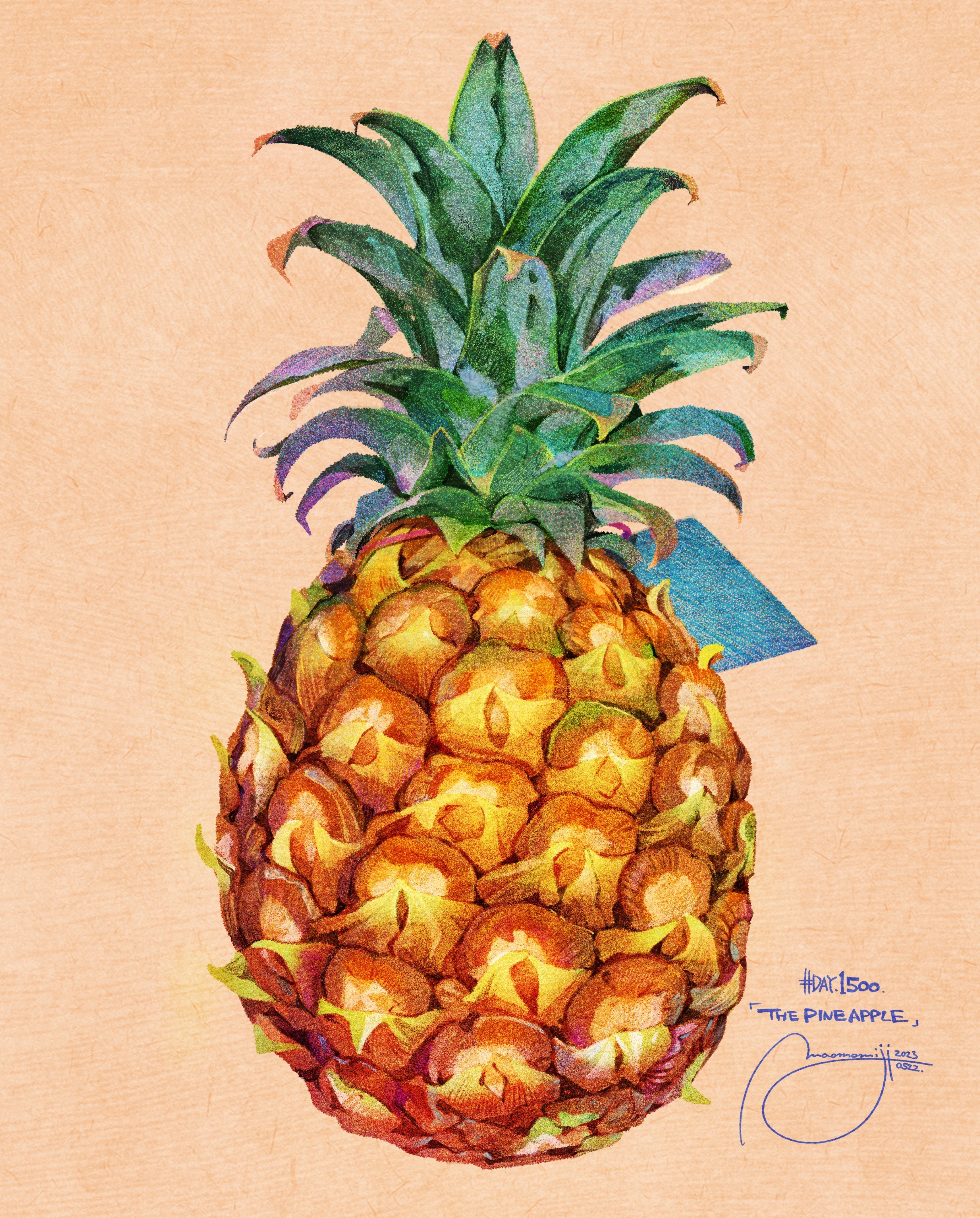 パイナップルの油絵 DAY1500/「THE PINEAPPLE」』｜もみじ真魚/MaoMomiji