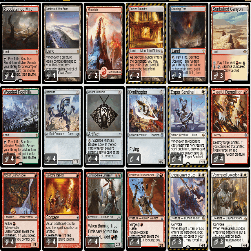 Mtg モダン カルドーサレッド(奇襲隊レッド) アップデートメモ MOM編