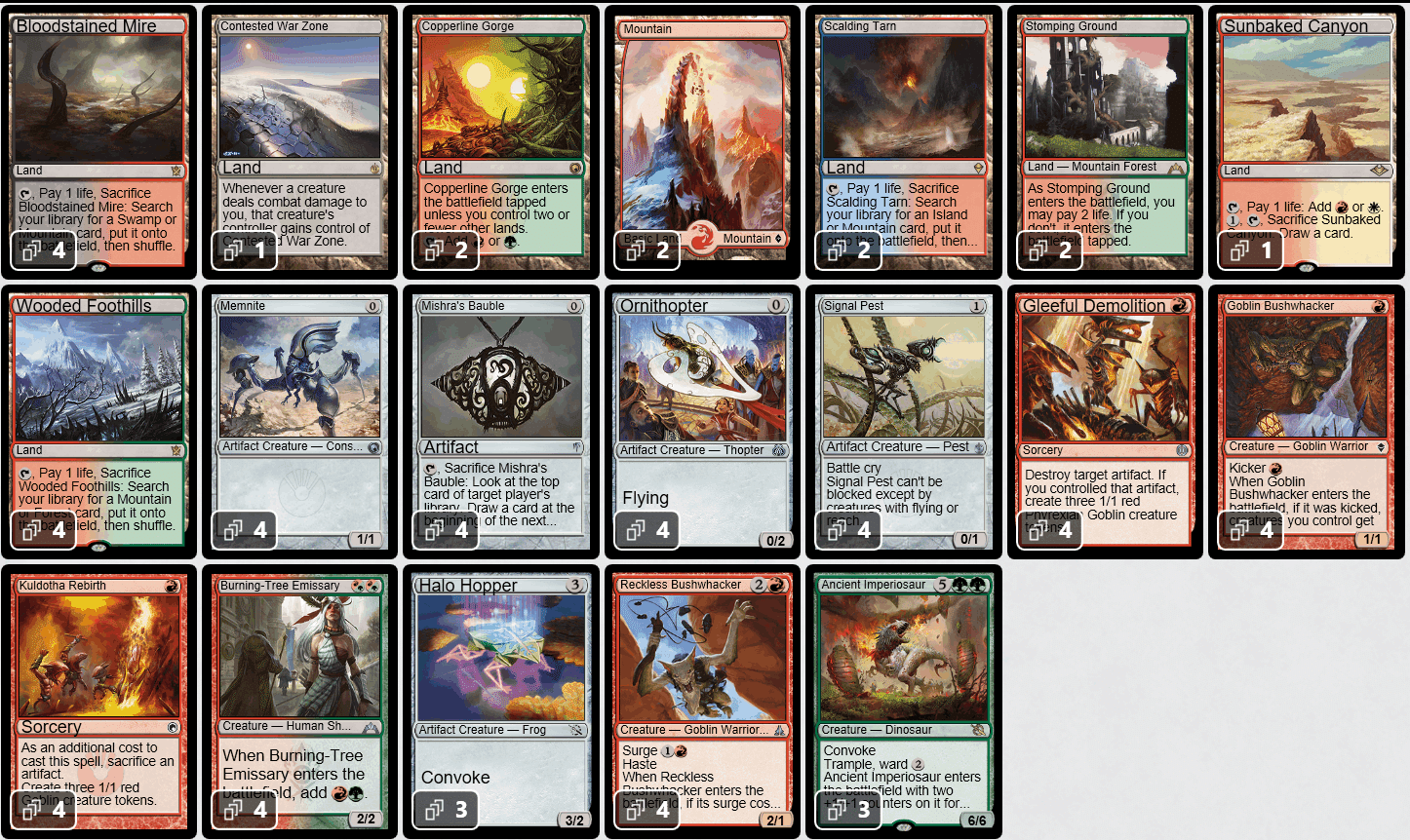 Mtg モダン カルドーサレッド(奇襲隊レッド) アップデートメモ MOM編