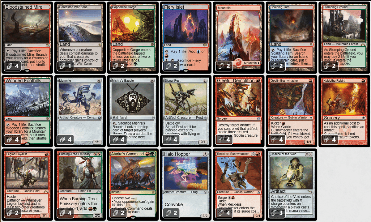 Mtg モダン カルドーサレッド(奇襲隊レッド) アップデートメモ Mtg モダン カルドーサレッド(奇襲隊レッド) アップデートメモ