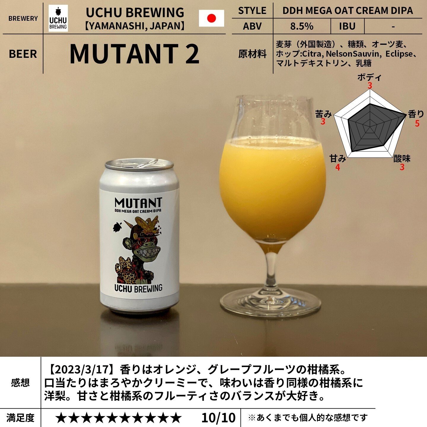 UCHU BREWING（うちゅうブルーイング）の「MUTANT 2」｜yamashin0120