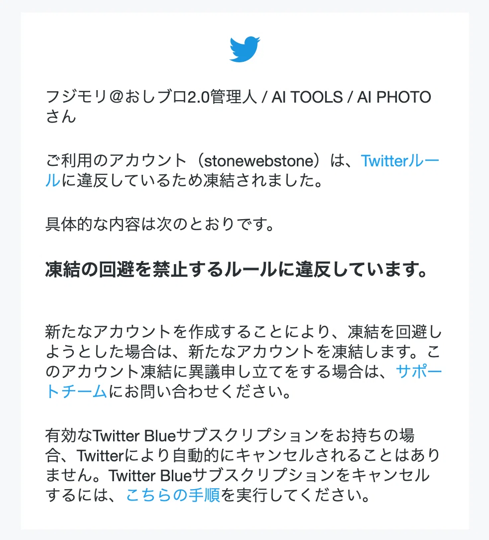 Twitter（X）の凍結祭りに巻き込まれて、翌日に凍結解除された話（異議
