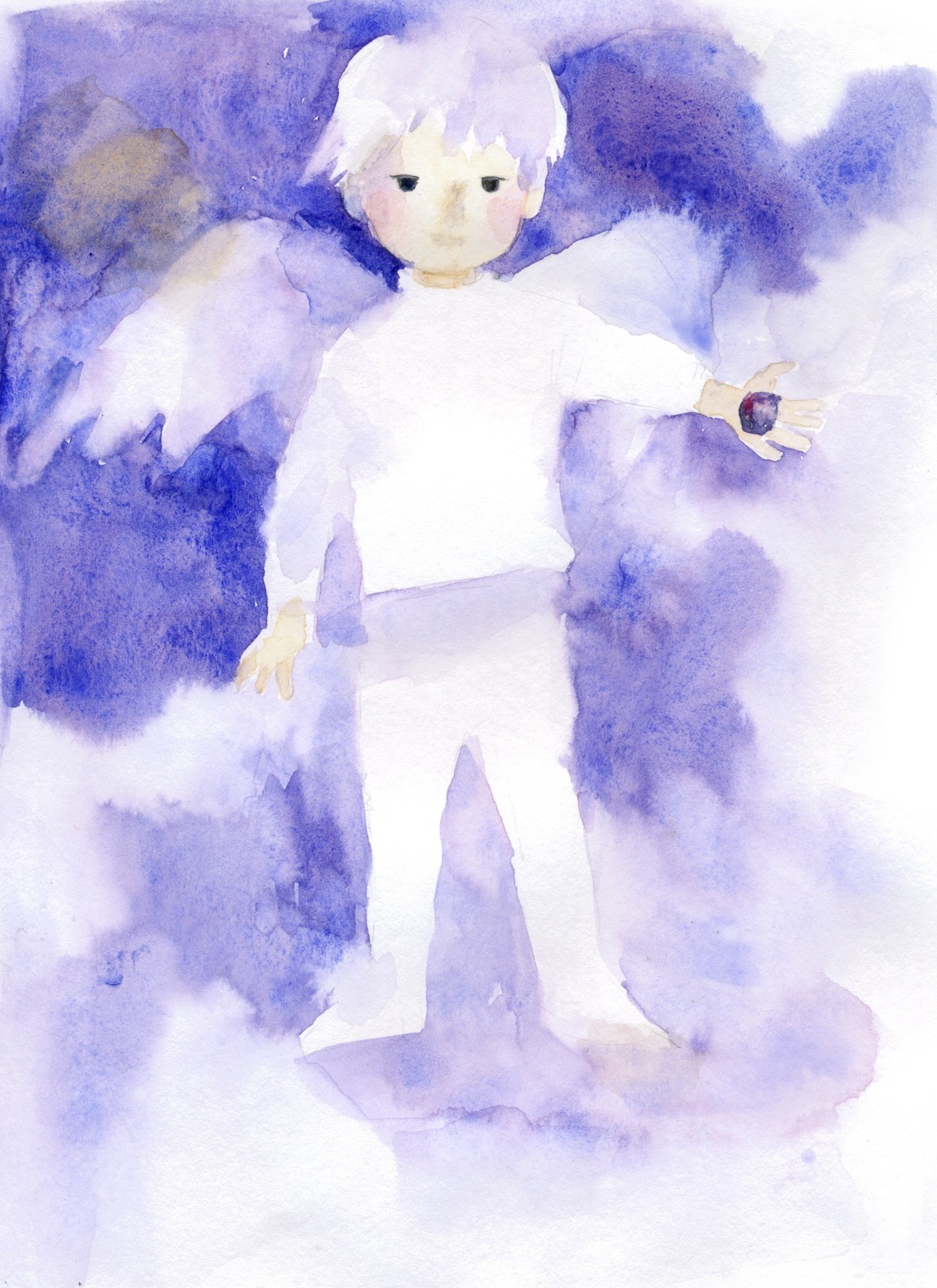 水彩画]神社のサザンカの花を描く/watercolorpainting/制作過程