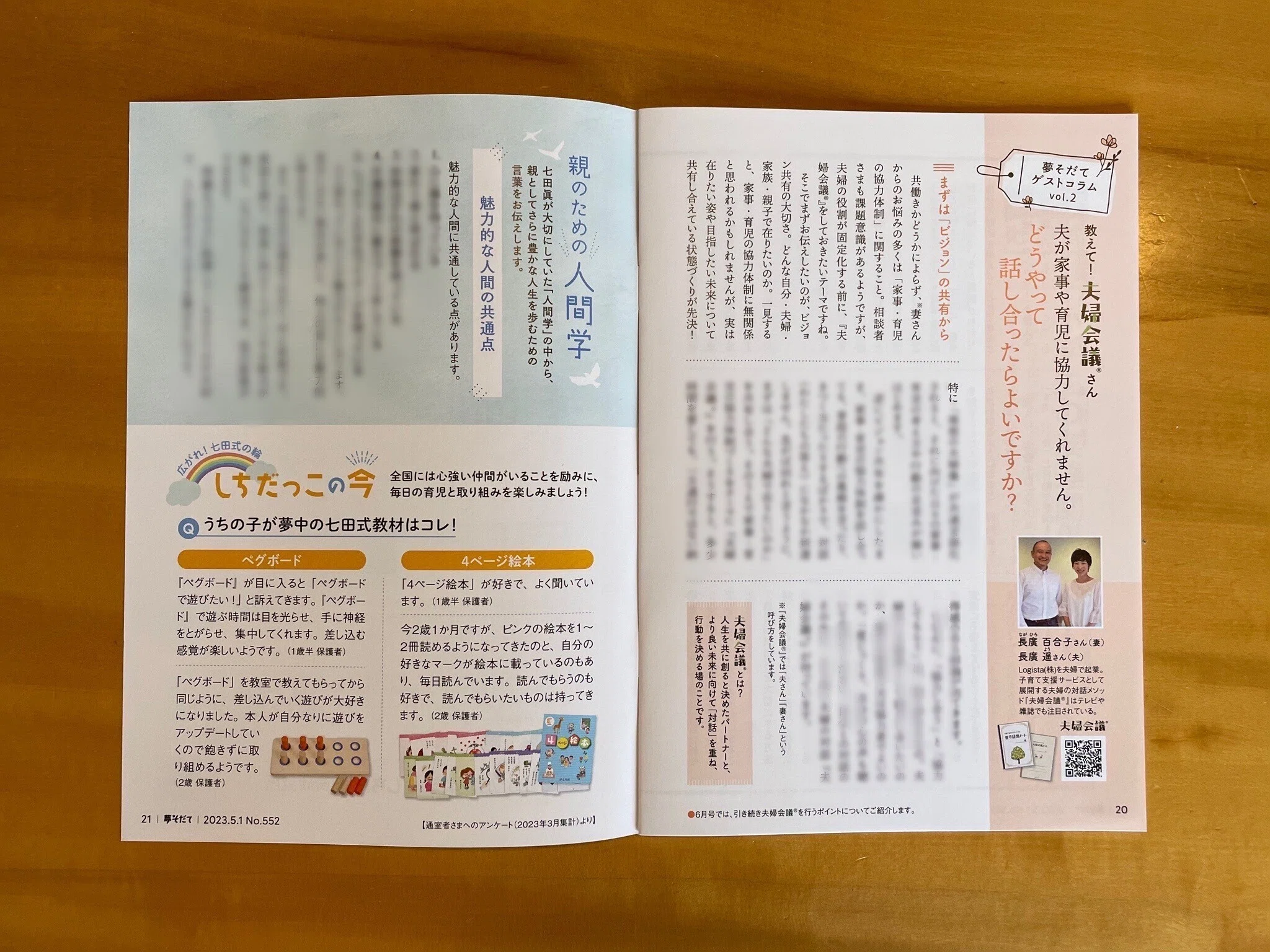 七田式教育の『夢そだて』ゲストコラムで『夫婦会議®︎』連載中！第2