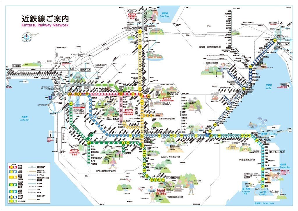 近畿日本鉄道　ダイヤグラム　大阪線、名古屋線 近鉄名古屋線 超過密ダイヤ！観光特急しまかぜや名阪特急ひの