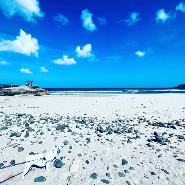 ハート雲と赤い鳥居と白砂ビーチ｜えりりん