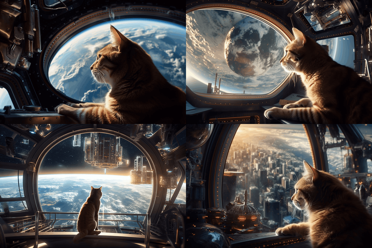 60万円です。宇宙猫「見つめる」(オリジナルイラスト絵画2L判サイズ) AI猫写真 vol.52 宇宙を眺める猫|Yoshihiro Tanaka | taziku