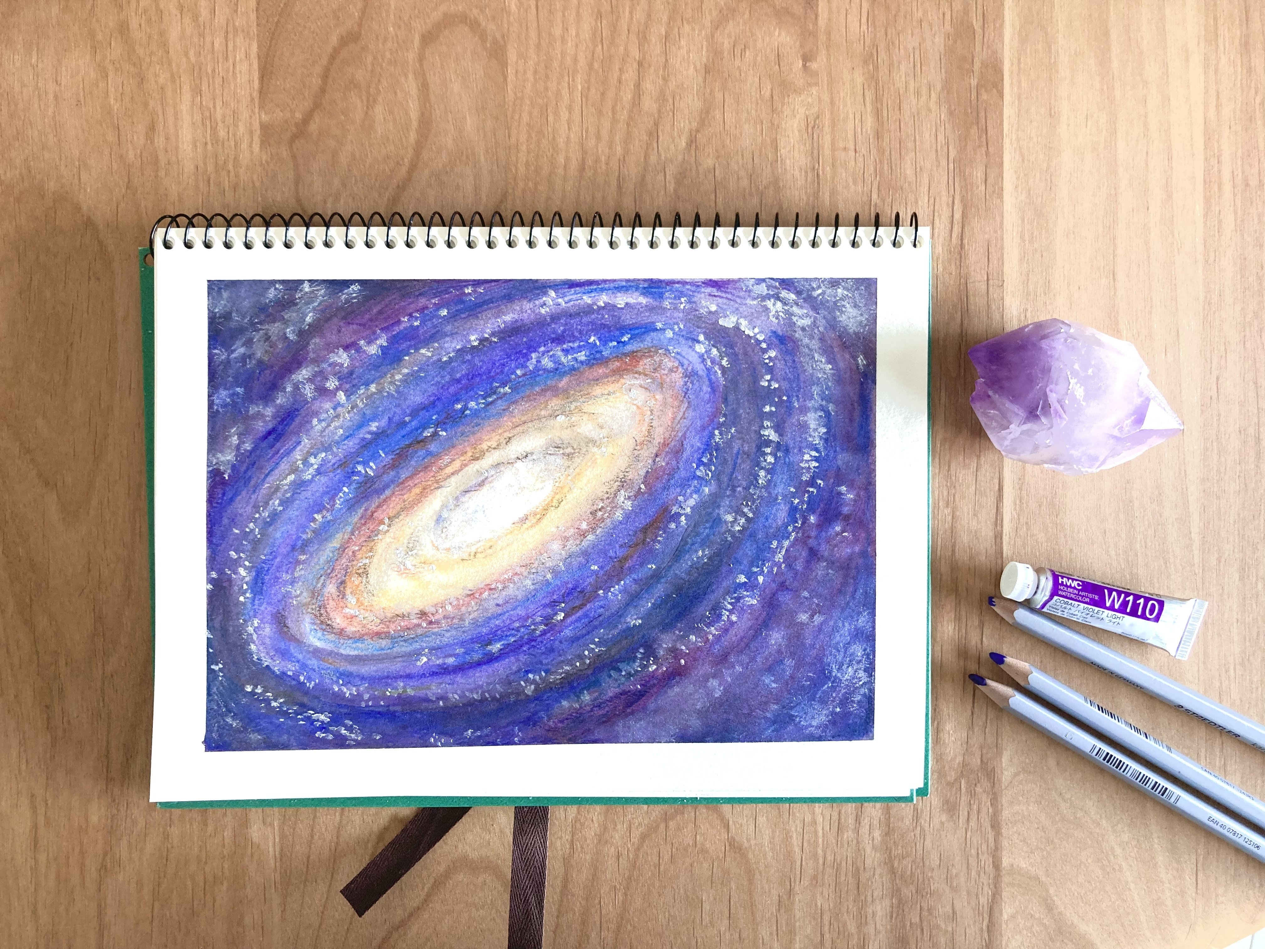 一日一描18/100【アンドロメダ銀河】｜まつばらあや｜リビングアトリエ