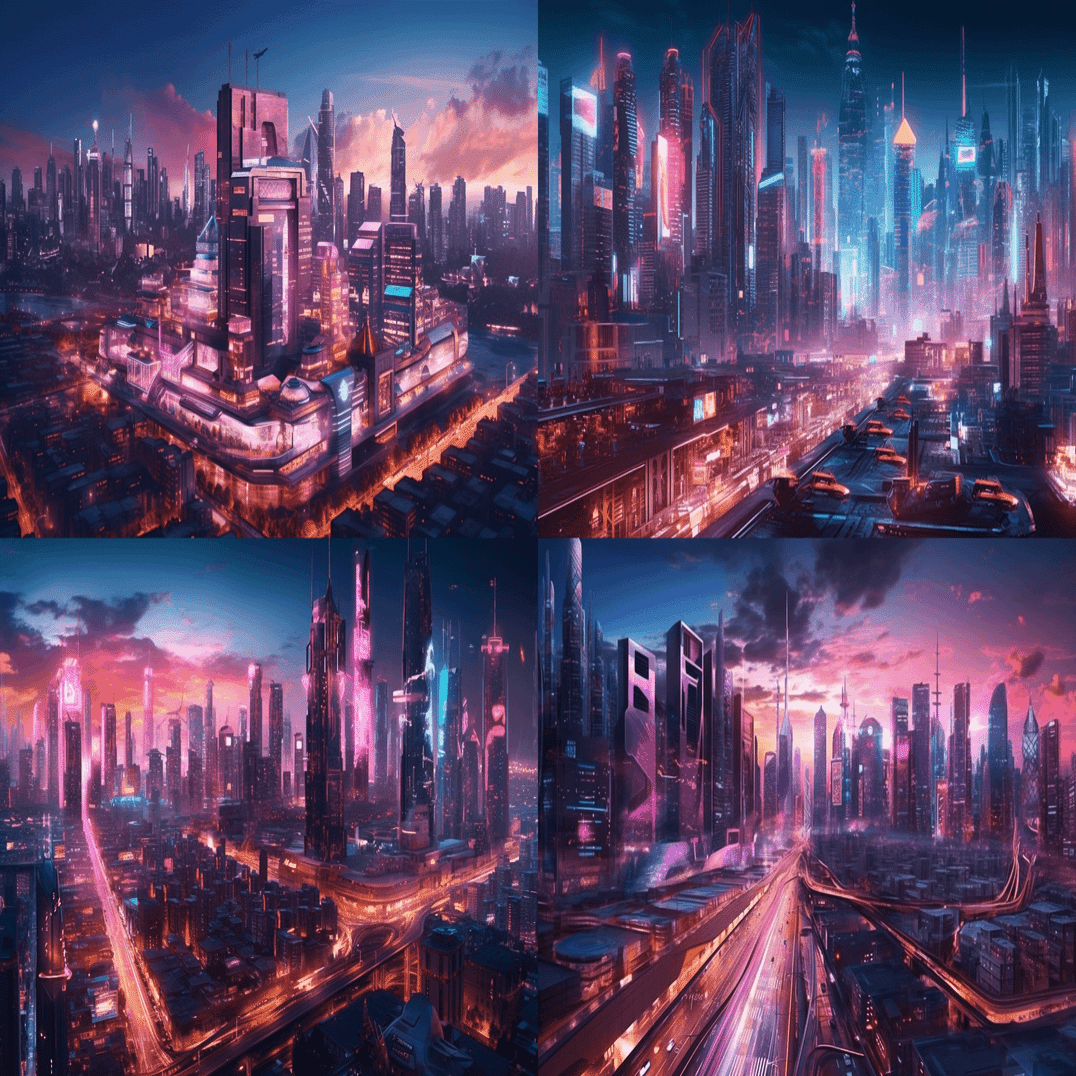 無料】Midjourneyでサイバーパンク未来都市の景観を表現するプロンプト