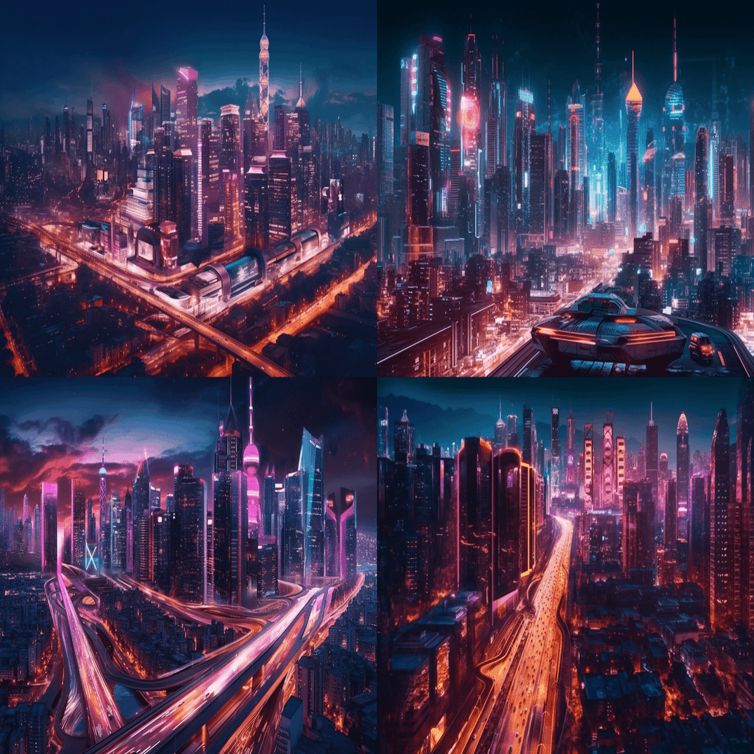 無料】Midjourneyでサイバーパンク未来都市の景観を表現するプロンプト