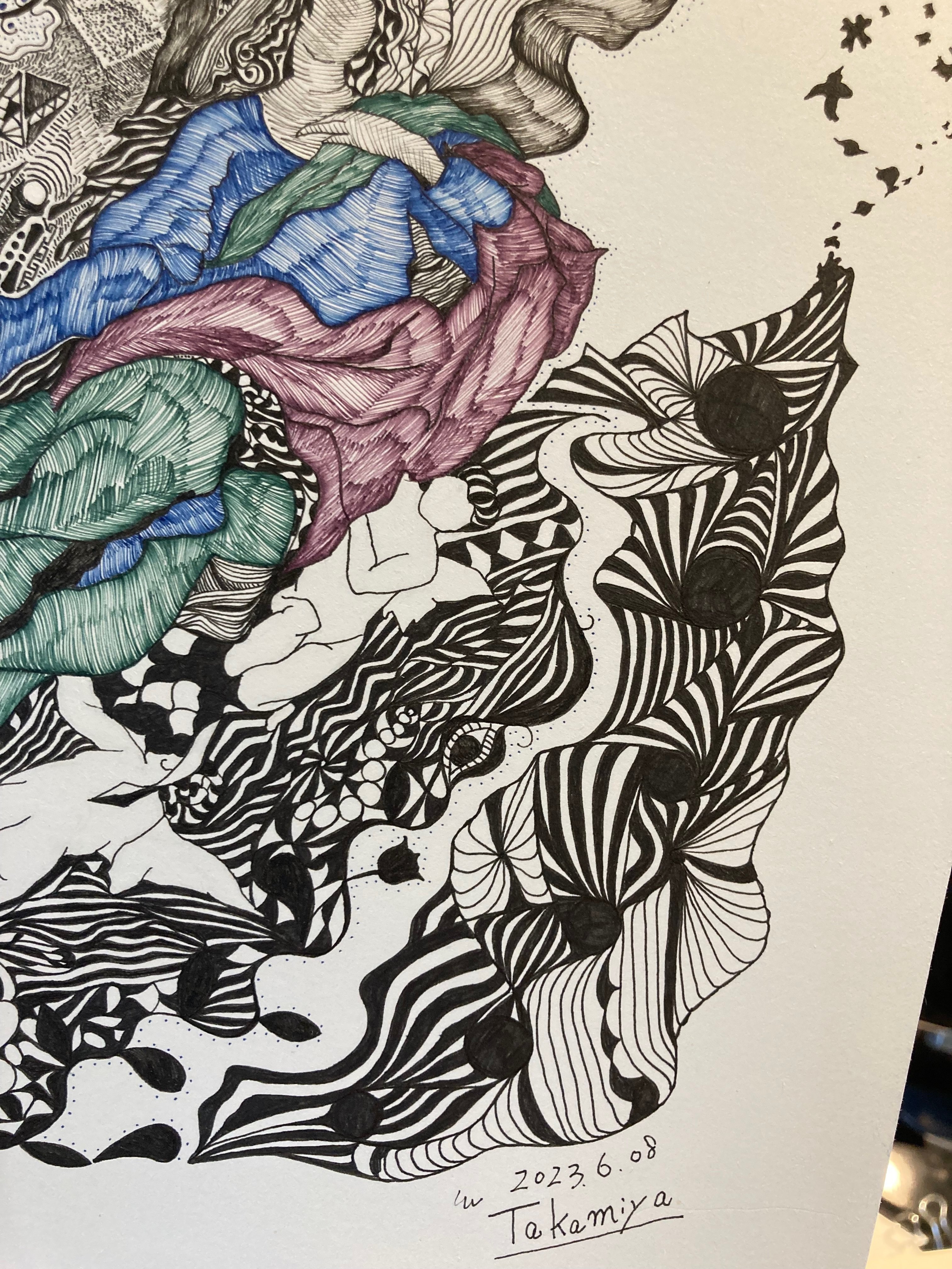 送料0円 飾り 描く‼️ 手書きイラスト モダンアート鑑賞インザゲンダイ