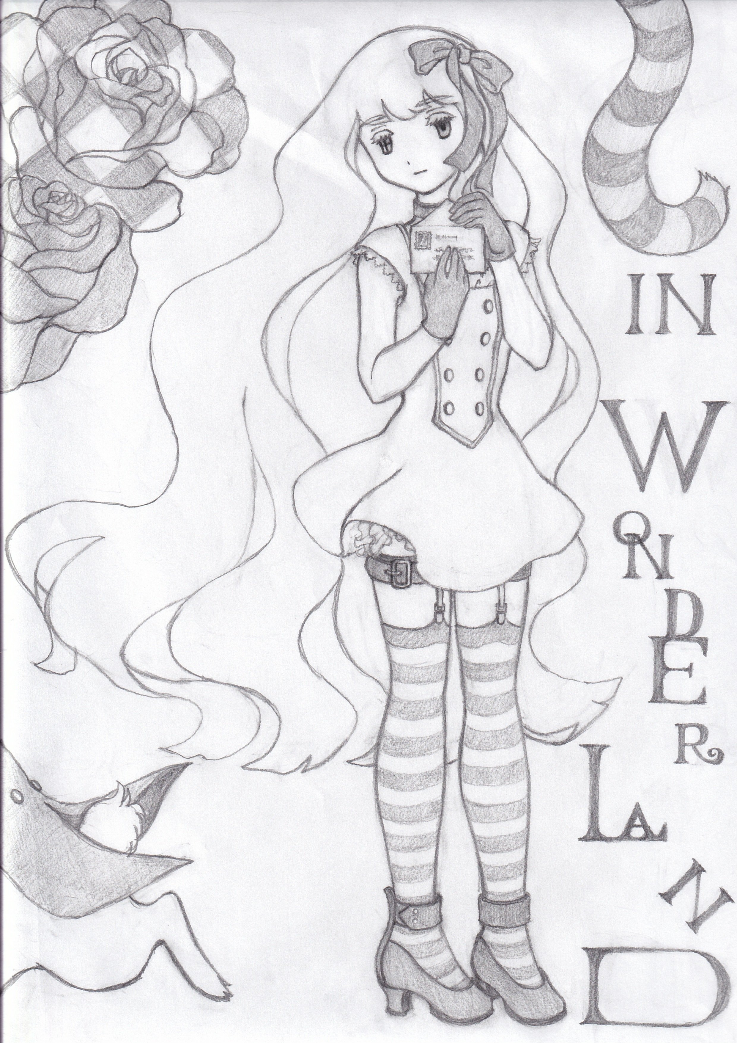 も*丼様 オリジナル 手描きイラスト アナログ　アリス も*丼様 オリジナル 手描きイラスト アナログ アリス オリジナル