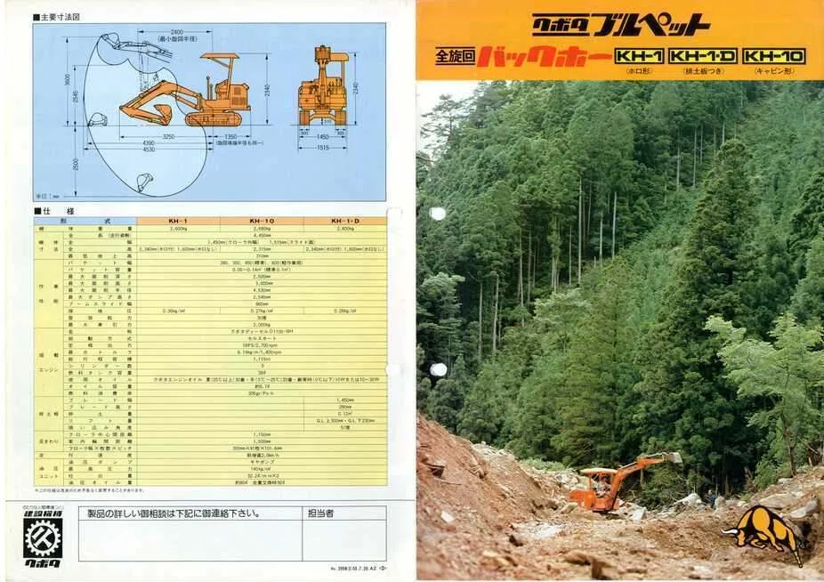 久保田鉄工 クボタブルペット全旋回バックホー KH-1〈ホロ形〉/KH-1D