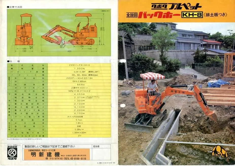 久保田鉄工 クボタブルペット全旋回バックホーKH-8《排土板つき