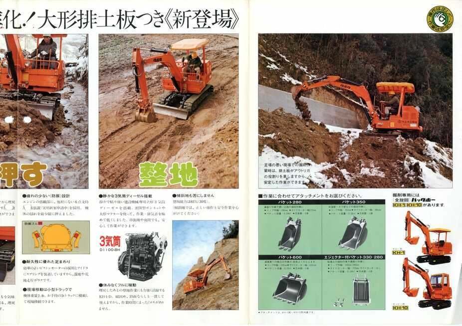久保田鉄工 クボタブルペット排土板つきバックホーKH-1D｜建設