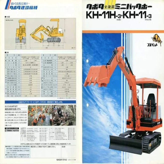 久保田鉄工 クボタ全旋回ミニバックホーKH-11H-3(ホロ形)/KH-11-3 