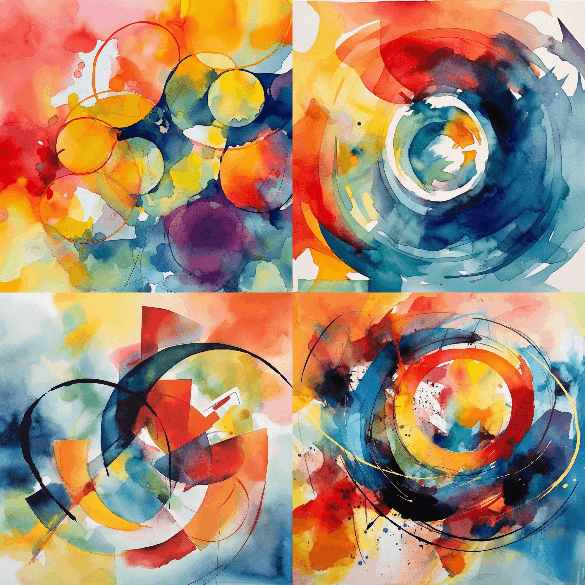 水彩画。抽象　ハーモニーー7 水彩画。抽象ハーモニーー7