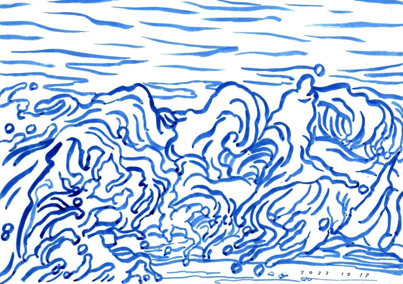 海の絵 波の絵 windy W143×H43 有名画家 額付き 波 大きい
