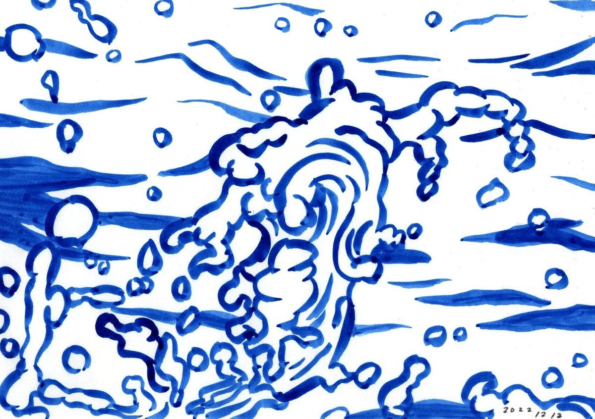 ミヤタタカシが描いた瀬戸内海の波のスケッチ