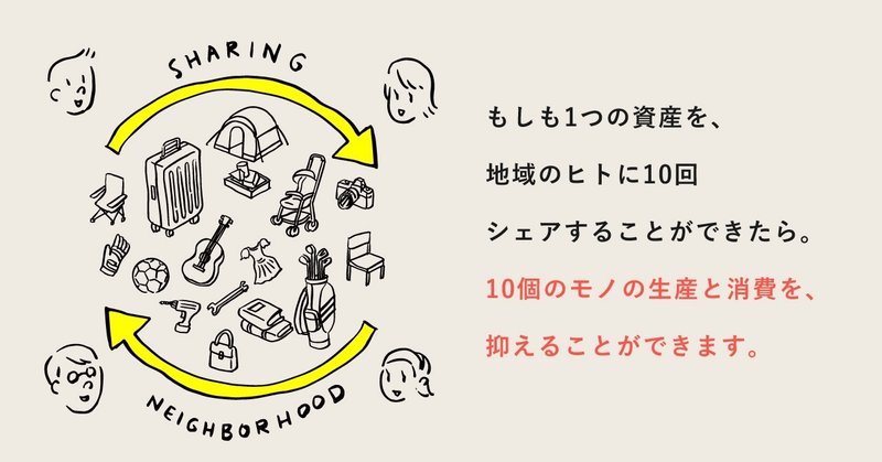 1つの資産を、地域のヒトに10回シェアすることができたら。10個のモノの生産と消費を、抑えることができます。