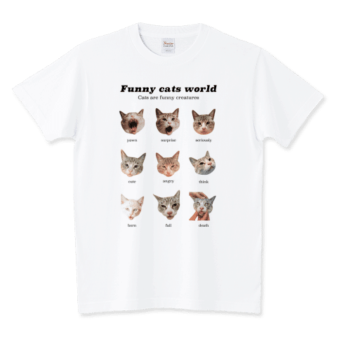 生まれてから死ぬまで愉快な猫
愉快な猫の世界/アニマルプリントTシャツ
https://www.ttrinity.jp/product/10977417